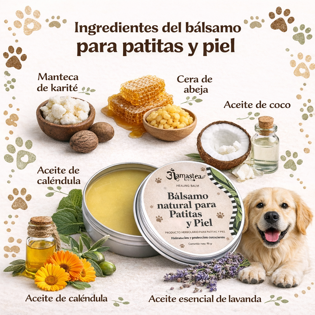 Ingredientes naturales: caléndula, manteca de karité, aceite de lavanda y aceite de coco