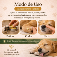 Modo de uso: aplicar bálsamo sobre patas limpias