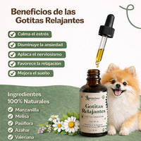 Beneficios: calma ansiedad, reduce lamidos y nerviosismo en mascotas